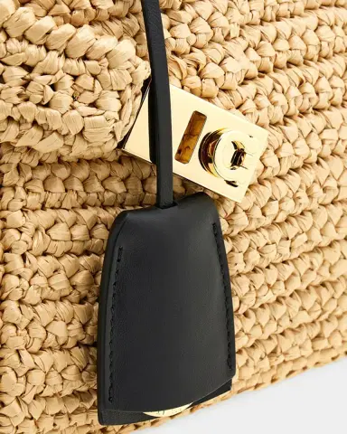 Ferragamo Hug Mini Crochet Raffia Top-Handle Bag | Thumbnail 10