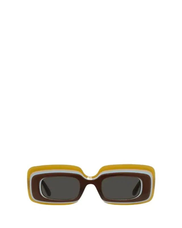 Multicolor Curved Logo Acetate Rectangle Sunglasses