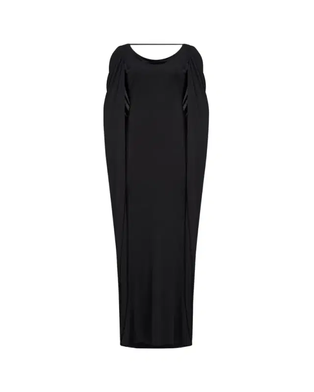 Halston Akeem Cowl-Neck Jersey Cape Gown