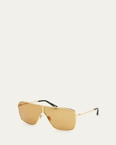 TOM FORD Huxley Golden Metal Rectangle Sunglasses | Thumbnail 2