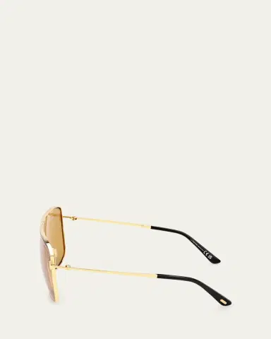 TOM FORD Huxley Golden Metal Rectangle Sunglasses | Thumbnail 3