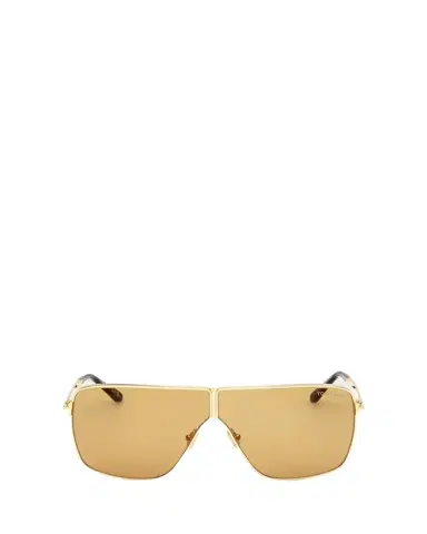 TOM FORD Huxley Golden Metal Rectangle Sunglasses | Thumbnail 1