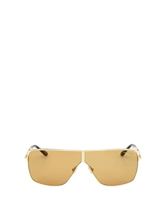 Huxley Golden Metal Rectangle Sunglasses