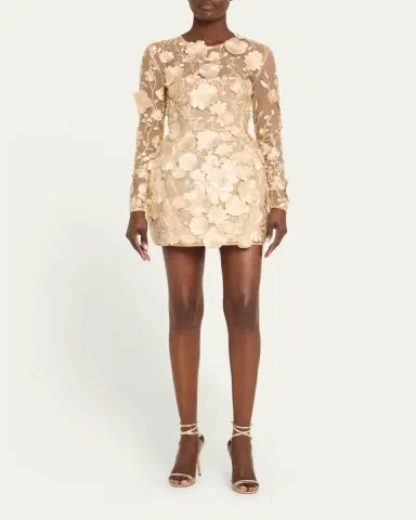 Bronx and Banco Bouquet Maraya Embroidered Illusion Mini Dress | Thumbnail 2