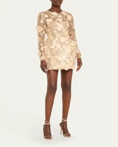 Bronx and Banco Bouquet Maraya Embroidered Illusion Mini Dress | Thumbnail 4