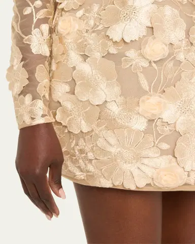 Bronx and Banco Bouquet Maraya Embroidered Illusion Mini Dress | Thumbnail 5