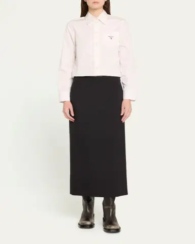 Prada Calf Leather Square-Toe Knee Boots | Thumbnail 3