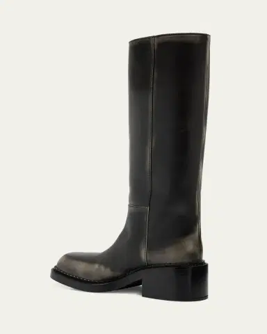 Prada Calf Leather Square-Toe Knee Boots | Thumbnail 4