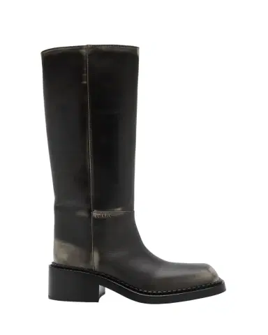Prada Calf Leather Square-Toe Knee Boots | Thumbnail 1