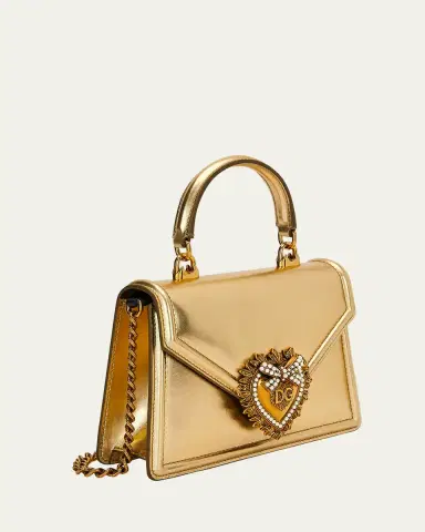 Dolce & Gabbana Devotion Mini Metallic Leather Top-Handle Bag | Thumbnail 7