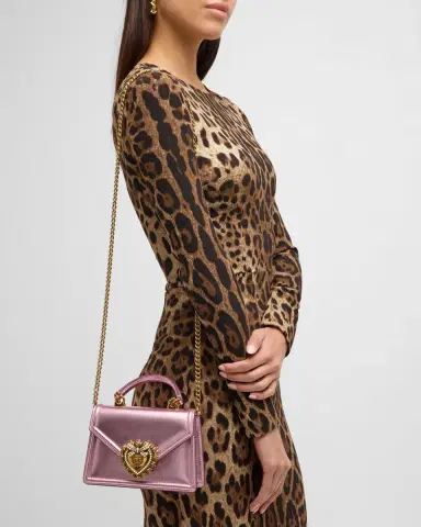 Dolce & Gabbana Devotion Mini Metallic Leather Top-Handle Bag | Thumbnail 8