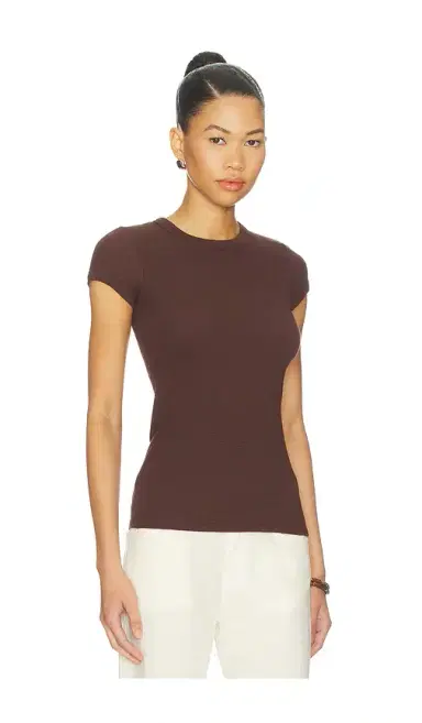 ENZA COSTA Textured Rib Cap Sleeve Crew | Thumbnail 2