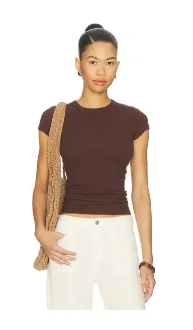 ENZA COSTA Textured Rib Cap Sleeve Crew | Thumbnail 1