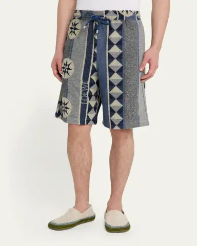 Loewe Men's Cotton Terry Compass Pull-On Shorts | Thumbnail 4 Loewe Men's Cotton Terry Compass Pull-On Shorts | Thumbnail 4