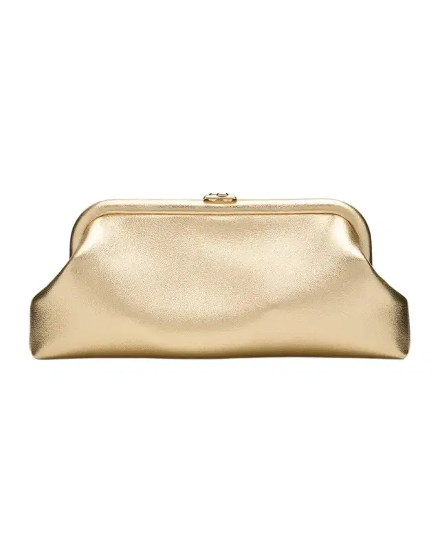 Jimmy Choo Skylar Frame Metallic Leather Clutch Bag