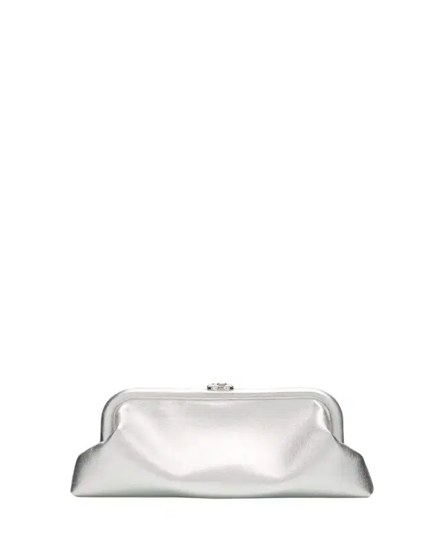 Jimmy Choo Skylar Frame Metallic Leather Clutch Bag
