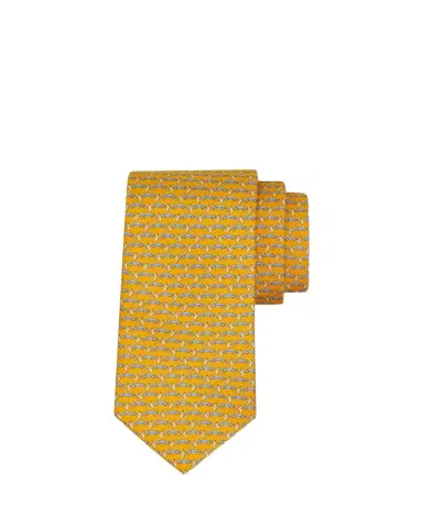 Ferragamo Men's Sports Car and Flag Silk Tie | Thumbnail 1