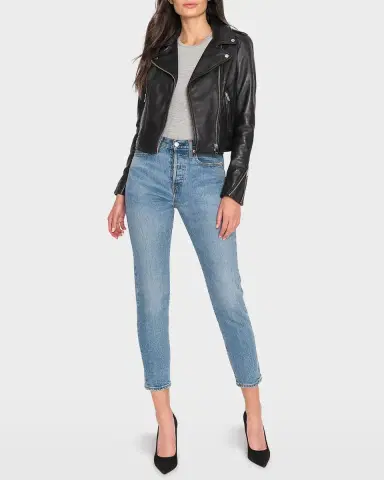 LAMARQUE Donna Hand-Waxed Leather Moto Jacket | Thumbnail 2 LAMARQUE Donna Hand-Waxed Leather Moto Jacket | Thumbnail 2