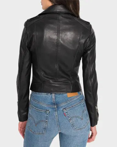 LAMARQUE Donna Hand-Waxed Leather Moto Jacket | Thumbnail 3 LAMARQUE Donna Hand-Waxed Leather Moto Jacket | Thumbnail 3