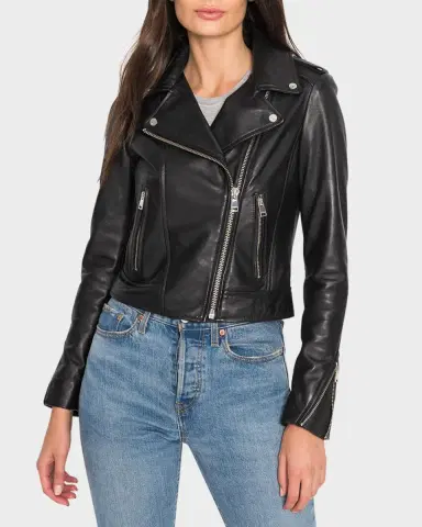 LAMARQUE Donna Hand-Waxed Leather Moto Jacket | Thumbnail 4 LAMARQUE Donna Hand-Waxed Leather Moto Jacket | Thumbnail 4