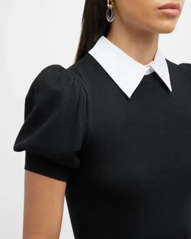 ALICE + OLIVIA Chase Puff-Sleeve Detachable Collar Sweater | Thumbnail 6