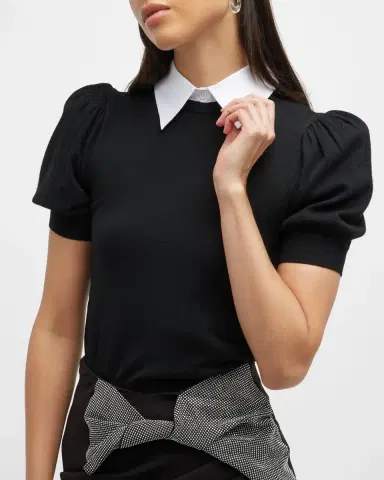 ALICE + OLIVIA Chase Puff-Sleeve Detachable Collar Sweater | Thumbnail 8
