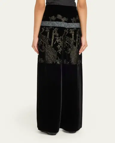 Giorgio Armani Metallic Embroidered Velvet Wide-Leg Trousers | Thumbnail 3 Giorgio Armani Metallic Embroidered Velvet Wide-Leg Trousers | Thumbnail 3