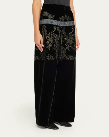 Giorgio Armani Metallic Embroidered Velvet Wide-Leg Trousers | Thumbnail 4 Giorgio Armani Metallic Embroidered Velvet Wide-Leg Trousers | Thumbnail 4