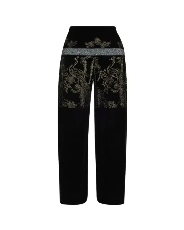Giorgio Armani Metallic Embroidered Velvet Wide-Leg Trousers