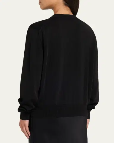 Jil Sander Floral Embroidered Cotton-Blend Crewneck Cardigan | Thumbnail 3 Jil Sander Floral Embroidered Cotton-Blend Crewneck Cardigan | Thumbnail 3