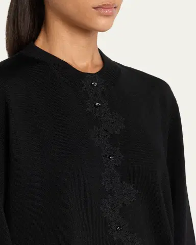 Jil Sander Floral Embroidered Cotton-Blend Crewneck Cardigan | Thumbnail 5 Jil Sander Floral Embroidered Cotton-Blend Crewneck Cardigan | Thumbnail 5