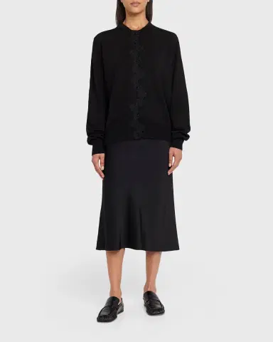 Jil Sander Floral Embroidered Cotton-Blend Crewneck Cardigan | Thumbnail 6 Jil Sander Floral Embroidered Cotton-Blend Crewneck Cardigan | Thumbnail 6