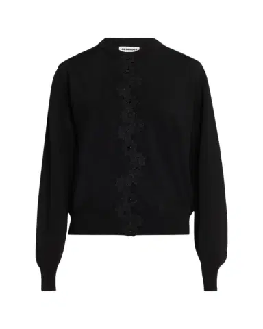 Jil Sander Floral Embroidered Cotton-Blend Crewneck Cardigan | Thumbnail 1 Jil Sander Floral Embroidered Cotton-Blend Crewneck Cardigan | Thumbnail 1