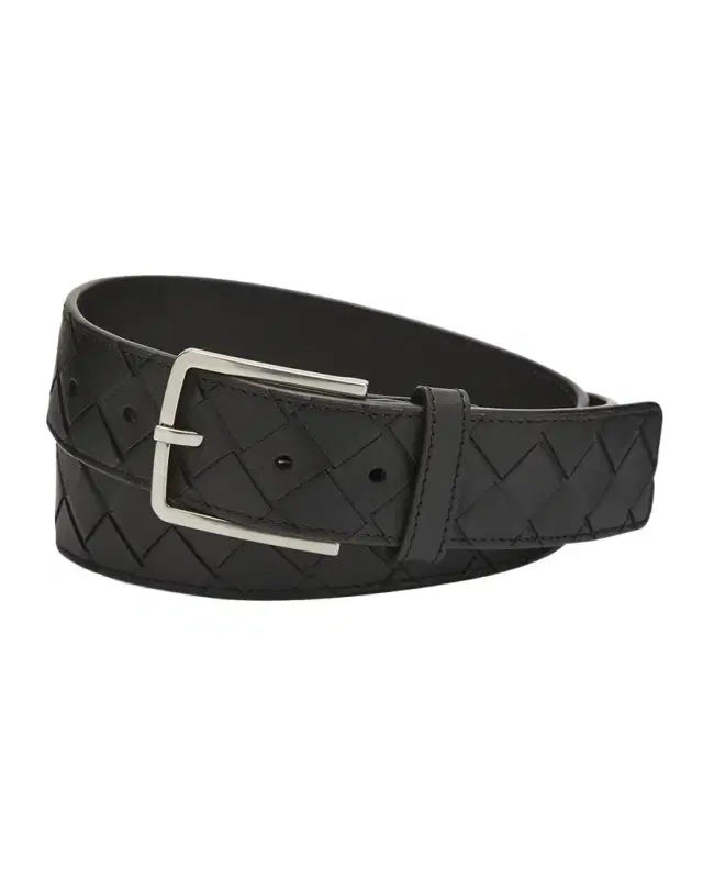 Men 's Cintura Intrecciato Leather Belt