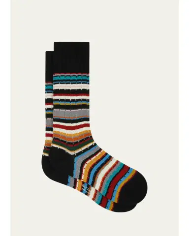 Paul Smith Men's Drop-Stitched Signature Stripe Crew Socks | Thumbnail 1 Paul Smith Men's Drop-Stitched Signature Stripe Crew Socks | Thumbnail 1