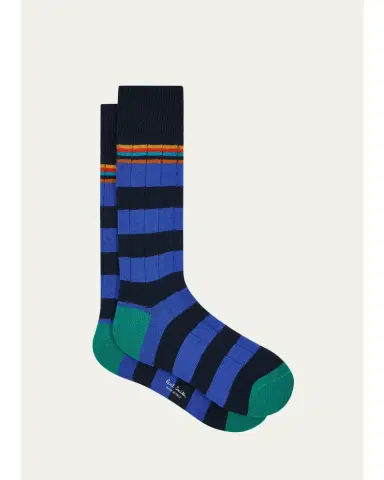 Paul Smith Men's Artist Stripe Colorblock Crew Socks | Thumbnail 1 Paul Smith Men's Artist Stripe Colorblock Crew Socks | Thumbnail 1