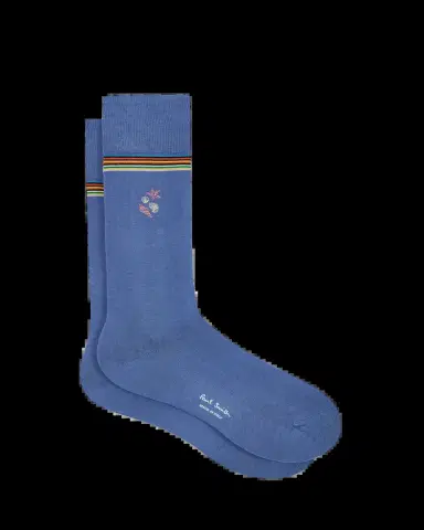 Paul Smith Men's Artist Stripe & Embroidered Shells Crew Socks | Thumbnail 2 Paul Smith Men's Artist Stripe & Embroidered Shells Crew Socks | Thumbnail 2