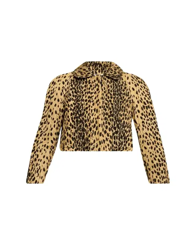 Nackiyé Pixie Cheetah-Print Velvet Crop Jacket