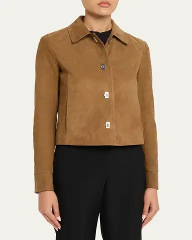 Ferragamo Nubuck Leather Boxy Jacket | Thumbnail 4 Ferragamo Nubuck Leather Boxy Jacket | Thumbnail 4