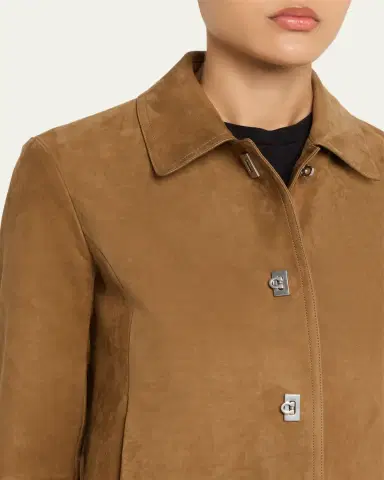 Ferragamo Nubuck Leather Boxy Jacket | Thumbnail 5 Ferragamo Nubuck Leather Boxy Jacket | Thumbnail 5