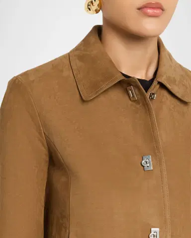 Ferragamo Nubuck Leather Boxy Jacket | Thumbnail 9 Ferragamo Nubuck Leather Boxy Jacket | Thumbnail 9