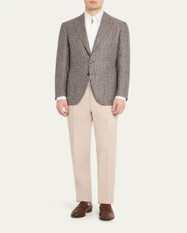 Cesare Attolini Men's Wool, Silk and Linen Prince of Wales Sport Coat | Thumbnail 2 Cesare Attolini Men's Wool, Silk and Linen Prince of Wales Sport Coat | Thumbnail 2