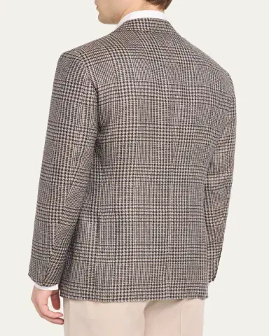 Cesare Attolini Men's Wool, Silk and Linen Prince of Wales Sport Coat | Thumbnail 3 Cesare Attolini Men's Wool, Silk and Linen Prince of Wales Sport Coat | Thumbnail 3