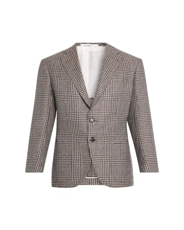 Cesare Attolini Men's Wool, Silk and Linen Prince of Wales Sport Coat