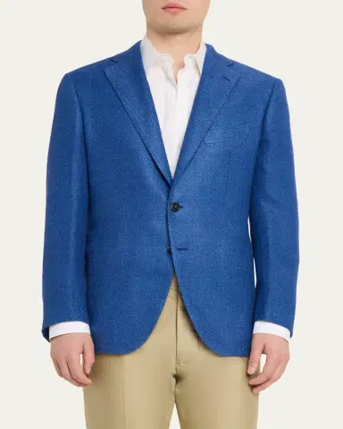 Cesare Attolini Men's Tonal Herringbone Two-Button Jacket | Thumbnail 4 Cesare Attolini Men's Tonal Herringbone Two-Button Jacket | Thumbnail 4