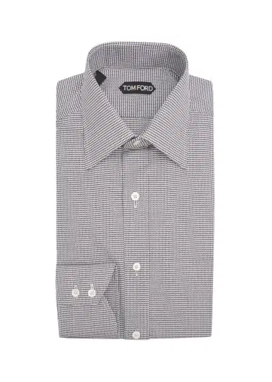 Tom Ford Men's Cotton Micro-Houndstooth Dress Shirt | Thumbnail 3