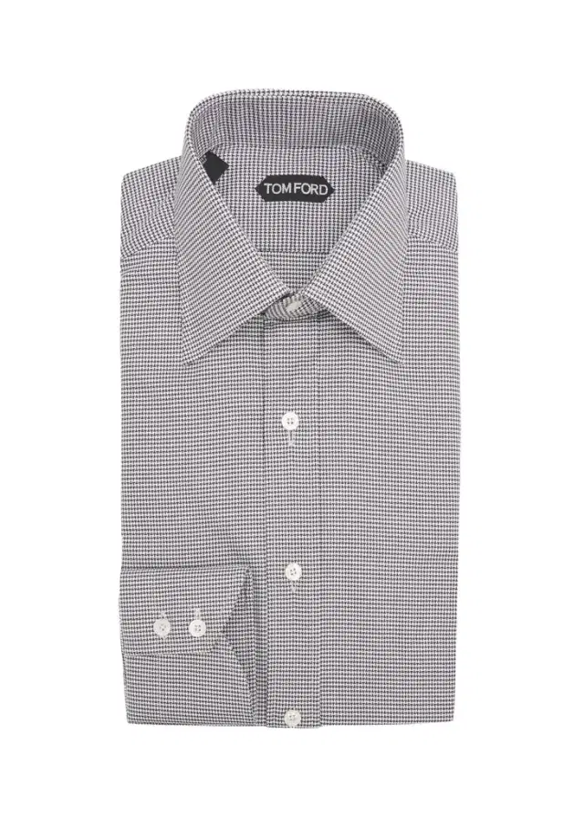 Tom Ford Men's Cotton Micro-Houndstooth Dress Shirt