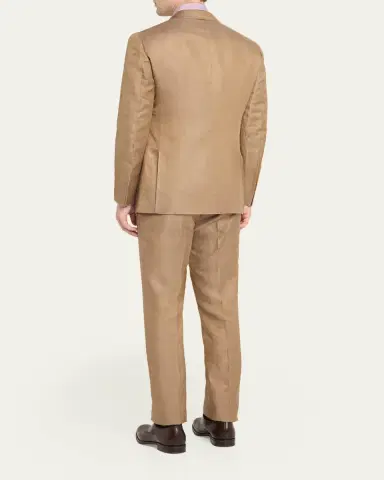 Cesare Attolini Men's Linen and Silk Topstitch-Pocket Two-Piece Suit | Thumbnail 3 Cesare Attolini Men's Linen and Silk Topstitch-Pocket Two-Piece Suit | Thumbnail 3