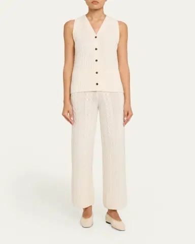 Lisa Yang Dagny Cashmere Cable-Knit Straight-Leg Ankle Trousers | Thumbnail 2 Lisa Yang Dagny Cashmere Cable-Knit Straight-Leg Ankle Trousers | Thumbnail 2
