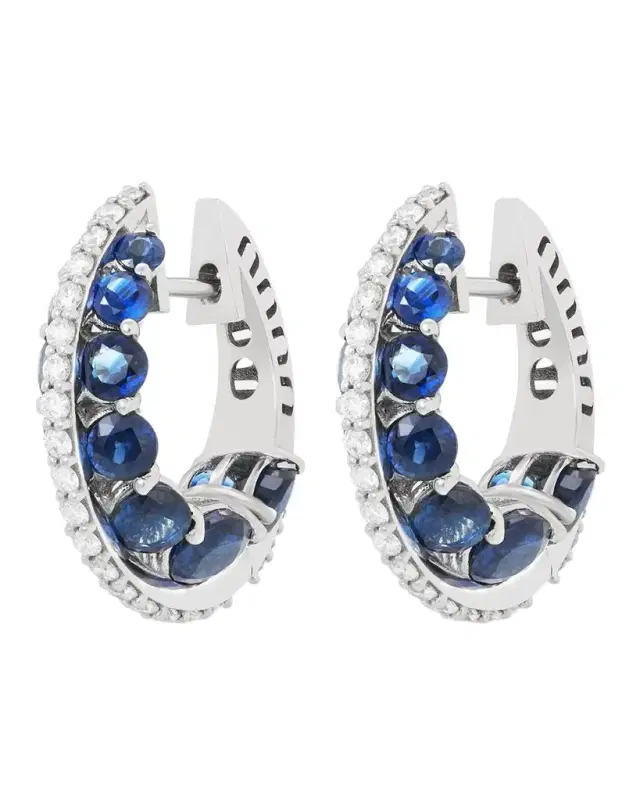 18K White Gold Procida Hoop Earrings with Diamonds